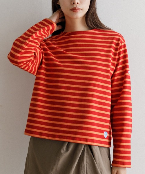 ORCIVAL（オーシバル）の「ORCIVAL Women's Cotton Lourd Wide Basque Shirt（Tシャツ/カットソー・レディース・ダークブラウン/レッド/グリーン/ブルー/ブラック・1）」の5枚目の写真