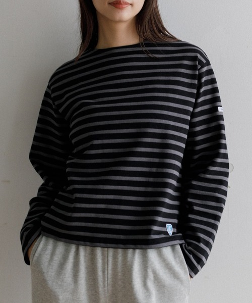 ORCIVAL（オーシバル）の「ORCIVAL Women's Cotton Lourd Wide Basque Shirt（Tシャツ/カットソー・レディース・ダークブラウン/レッド/グリーン/ブルー/ブラック・1）」の2枚目の写真