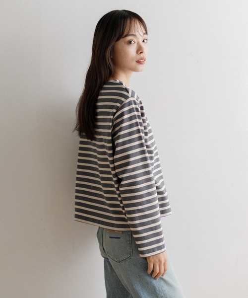 ORCIVAL（オーシバル）の「ORCIVAL Women's Cotton Lourd Wide Basque Shirt（Tシャツ/カットソー・レディース・ダークブラウン/レッド/グリーン/ブルー/ブラック・1）」の17枚目の写真