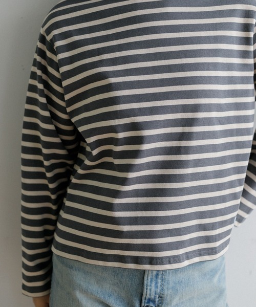 ORCIVAL（オーシバル）の「ORCIVAL Women's Cotton Lourd Wide Basque Shirt（Tシャツ/カットソー・レディース・ダークブラウン/レッド/グリーン/ブルー/ブラック・1）」の20枚目の写真