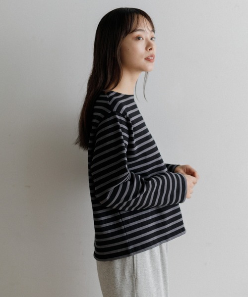 ORCIVAL（オーシバル）の「ORCIVAL Women's Cotton Lourd Wide Basque Shirt（Tシャツ/カットソー・レディース・ダークブラウン/レッド/グリーン/ブルー/ブラック・1）」の8枚目の写真