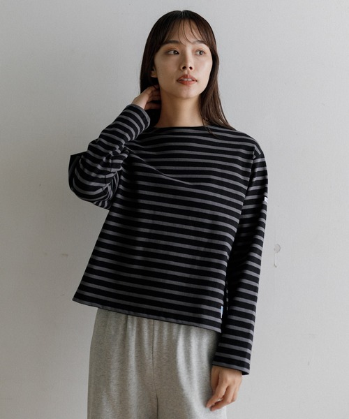 ORCIVAL（オーシバル）の「ORCIVAL Women's Cotton Lourd Wide Basque Shirt（Tシャツ/カットソー・レディース・ダークブラウン/レッド/グリーン/ブルー/ブラック・1）」の7枚目の写真