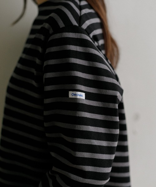 ORCIVAL（オーシバル）の「ORCIVAL Women's Cotton Lourd Wide Basque Shirt（Tシャツ/カットソー・レディース・ダークブラウン/レッド/グリーン/ブルー/ブラック・1）」の11枚目の写真