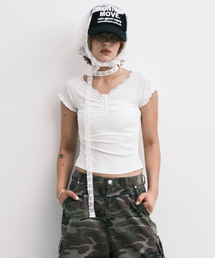 Midnight Move | lace sc t (white)(Tシャツ/カットソー)