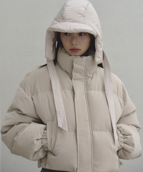 セール】スエードコーティングクロップパディングジャケット[ベージュ