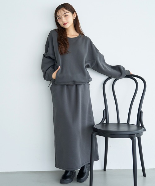 セール】裏起毛スウェットナロースカート【セットアップ対応】【585116