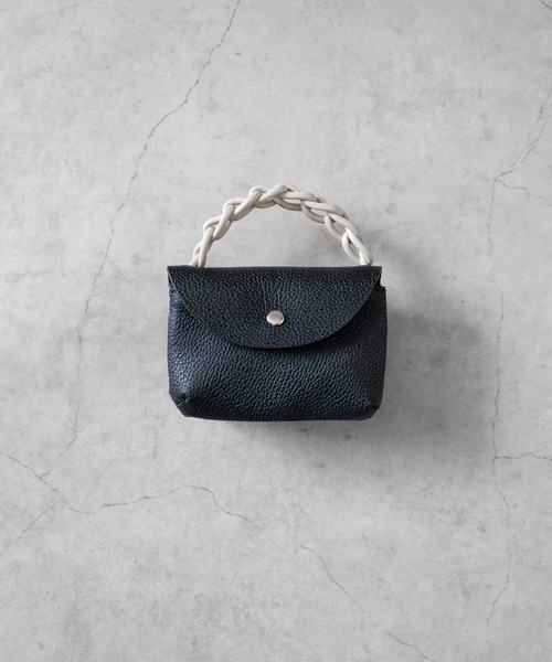 SHRINK LEATHER CHAIN HANDLE POUCH / シュリンクレザー チェーン