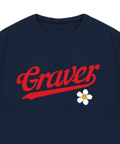 GRAVER（グレーバー）の「[UNISEX]ベースボールのロゴフラワースマイルバンファルティ_ネイビー（Tシャツ/カットソー・レディース・ネイビー・LARGE/MEDIUM/SMALL/X-LARGE）」の3枚目の写真