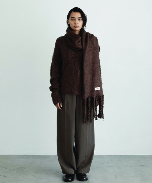 ETRE TOKYO(エトレトウキョウ)の「SANTEヘアリーシルクフリンジニットストール(ストール/ショール・レディース・ブラウン/オフホワイト/ミント・FREE)」の13枚目の写真
