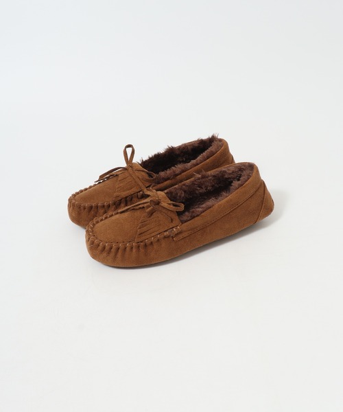 LibertyDoll（リバティードール）の「LIBERTYDOLL フラットモカシン リボンフリンジ レースボアスリッポン（モカシン/デッキシューズ・レディース・ダークグレー/ライトグレー/ダークブラウン/キャメル/ブラック・S/L/LL/M）」の9枚目の写真