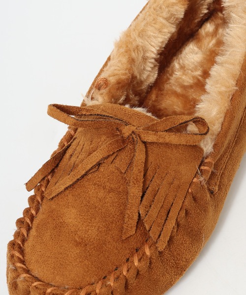 LibertyDoll（リバティードール）の「LIBERTYDOLL フラットモカシン リボンフリンジ レースボアスリッポン（モカシン/デッキシューズ・レディース・ダークグレー/ライトグレー/ダークブラウン/キャメル/ブラック・S/L/LL/M）」の18枚目の写真