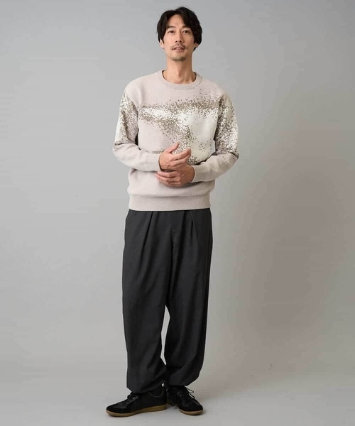 a.v.v（アーヴェヴェ）の「【洗濯機で洗える】モールジャカードボカシ柄ニット（ニット/セーター・メンズ・ベージュ/グレー・46/48）」の3枚目の写真