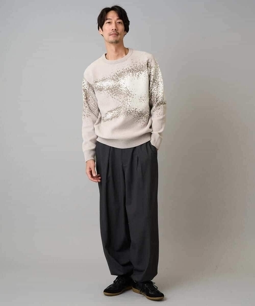 a.v.v（アーヴェヴェ）の「【洗濯機で洗える】モールジャカードボカシ柄ニット（ニット/セーター・メンズ・ベージュ/グレー・46/48）」の4枚目の写真