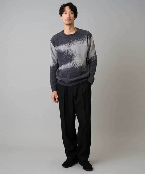 a.v.v（アーヴェヴェ）の「【洗濯機で洗える】モールジャカードボカシ柄ニット（ニット/セーター・メンズ・ベージュ/グレー・46/48）」の6枚目の写真