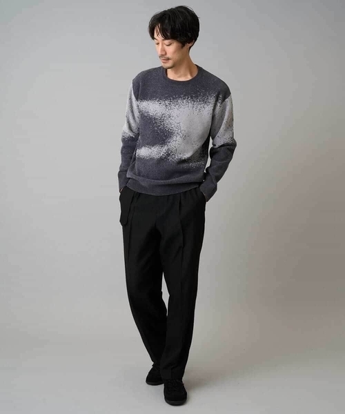 a.v.v（アーヴェヴェ）の「【洗濯機で洗える】モールジャカードボカシ柄ニット（ニット/セーター・メンズ・ベージュ/グレー・46/48）」の8枚目の写真