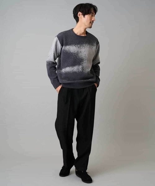 a.v.v（アーヴェヴェ）の「【洗濯機で洗える】モールジャカードボカシ柄ニット（ニット/セーター・メンズ・ベージュ/グレー・46/48）」の9枚目の写真