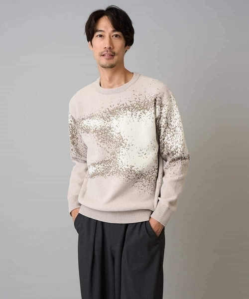 a.v.v（アーヴェヴェ）の「【洗濯機で洗える】モールジャカードボカシ柄ニット（ニット/セーター・メンズ・ベージュ/グレー・46/48）」の10枚目の写真