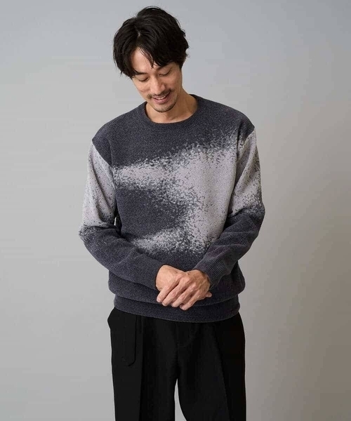 a.v.v（アーヴェヴェ）の「【洗濯機で洗える】モールジャカードボカシ柄ニット（ニット/セーター・メンズ・ベージュ/グレー・46/48）」の12枚目の写真
