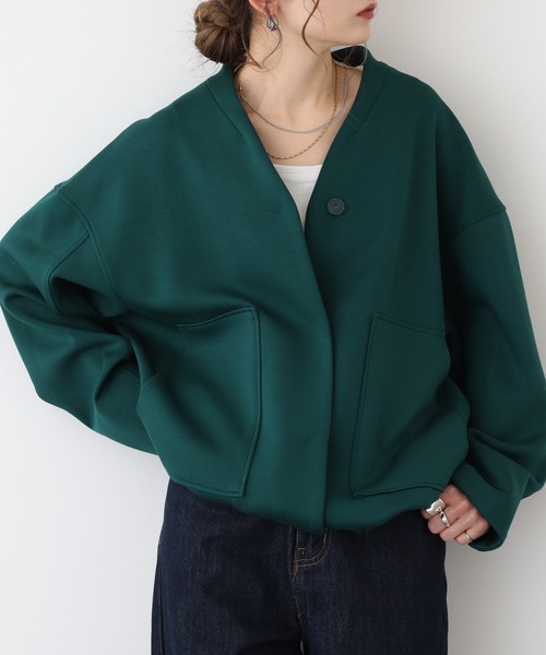 EGLANTINE(エグランティーヌ)の「EGLANTINE ダンボールジャケット(その他アウター・レディース・レッド/グリーン/ブラック・40)」の1枚目の写真