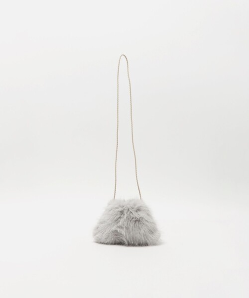 green label relaxing(グリーンレーベルリラクシング)の「ラメ フェイクファー ポシェット / キッズ(ショルダーバッグ・キッズ・グレー系/ナチュラル・FREE)」の1枚目の写真