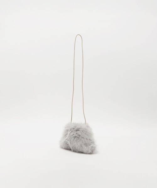 green label relaxing(グリーンレーベルリラクシング)の「ラメ フェイクファー ポシェット / キッズ(ショルダーバッグ・キッズ・グレー系/ナチュラル・FREE)」の13枚目の写真