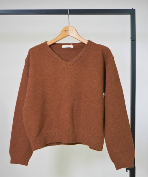 gossara(ゴサラ)の「Vネックフワニット(ニット/セーター・レディース・グレー/アイボリー/ブラウン・FREE)」の14枚目の写真
