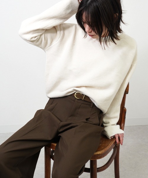 gossara(ゴサラ)の「Vネックフワニット(ニット/セーター・レディース・グレー/アイボリー/ブラウン・FREE)」の18枚目の写真