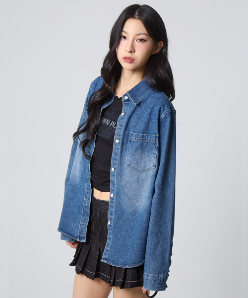UNKNOWN PLANET(アンノウンプラネット)の「ウェスタンウォッシングデニムシャツミディアムサンドブルー(シャツ/ブラウス・レディース・その他・SMALL/MEDIUM)」の4枚目の写真