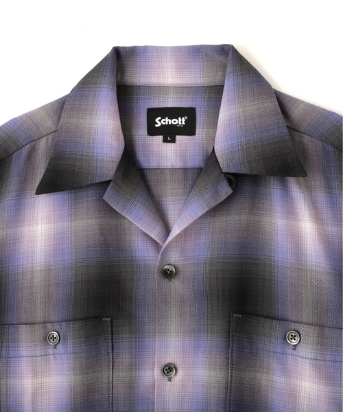 schott（ショット）の「Schott/ショット/OMBRE CHECK SHIRT/オンブレ チェックシャツ（シャツ/ブラウス・メンズ・ラベンダー/ライトブルー・M/L/XL/2XL）」の7枚目の写真