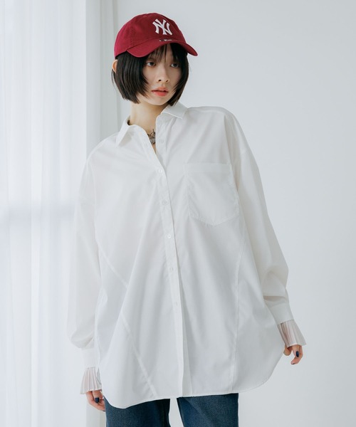 PAGEBOY（ページボーイ）の「ソデプリーツ２ＷＡＹシャツ（シャツ/ブラウス・レディース・オフホワイト/ブラック・FREE）」の7枚目の写真