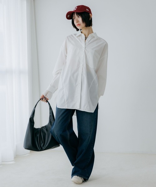 PAGEBOY（ページボーイ）の「ソデプリーツ２ＷＡＹシャツ（シャツ/ブラウス・レディース・オフホワイト/ブラック・FREE）」の3枚目の写真