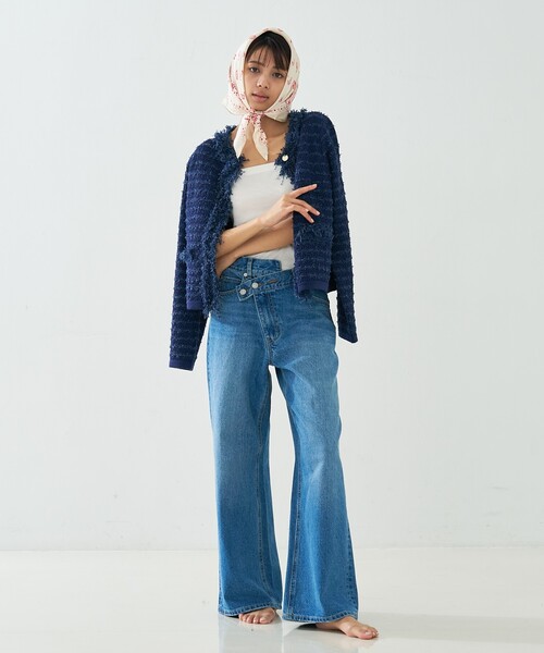 abahouse mavie（アバハウスマヴィ）の「クロスウエストワイドデニム（デニムパンツ・レディース・ライトブルー/ブラック/グレー・36/38/40）」の6枚目の写真