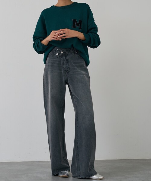 abahouse mavie（アバハウスマヴィ）の「クロスウエストワイドデニム（デニムパンツ・レディース・ライトブルー/ブラック/グレー・36/38/40）」の18枚目の写真