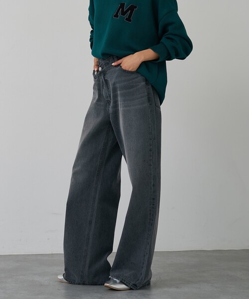 abahouse mavie（アバハウスマヴィ）の「クロスウエストワイドデニム（デニムパンツ・レディース・ライトブルー/ブラック/グレー・36/38/40）」の20枚目の写真