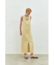 Linen Blend O Ring Long Dress, Yellow