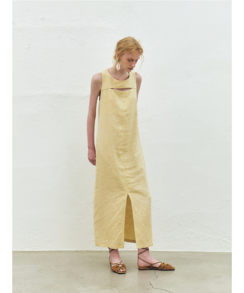 KUME（クメ）の「Linen Blend O Ring Long Dress, Yellow（ワンピース・レディース・その他・SMALL/MEDIUM）」の2枚目の写真