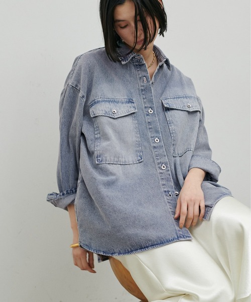 LARUTA（ラルータ）の「【LARUTA】デニムオーバーシャツ（シャツ/ブラウス・レディース・ブラック系その他/ブルー系その他・FREE）」の16枚目の写真