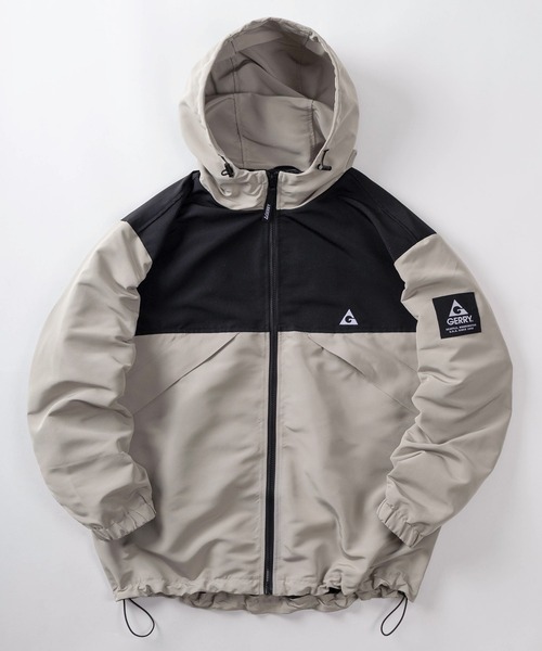 GERRY(ジェリー)の「【70】【GERRY/ジェリー】ワンポイントロゴ刺繍 バイカラー マウンテンパーカー/フードジャケット/ドローコード(マウンテンパーカー・メンズ・グレイッシュベージュ/チャコールグレー/ブラック/カーキ・M/L/XL)」の3枚目の写真