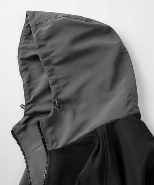 GERRY(ジェリー)の「【70】【GERRY/ジェリー】ワンポイントロゴ刺繍 バイカラー マウンテンパーカー/フードジャケット/ドローコード(マウンテンパーカー・メンズ・グレイッシュベージュ/チャコールグレー/ブラック/カーキ・M/L/XL)」の9枚目の写真