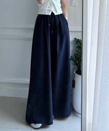 ウエストゴムワイドストライプパンツ