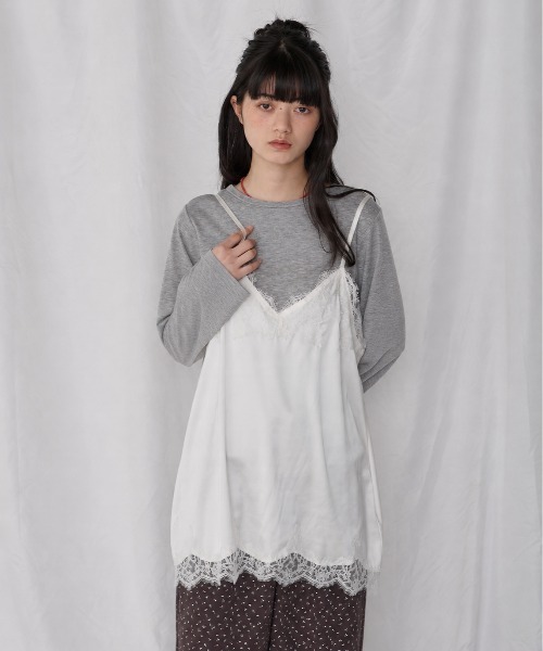 Unblend(アンブレンド)の「【Unblend】マットサテン レース キャミソールチュニック(キャミソール・レディース・オフホワイト/ブラック/ブラウン/レモンイエロー・FREE)」の9枚目の写真