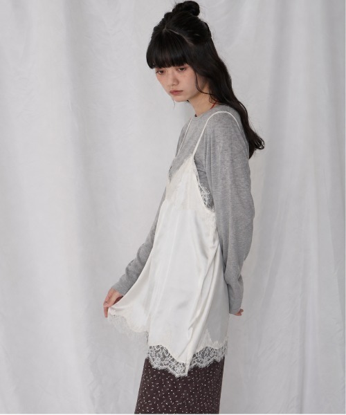 Unblend(アンブレンド)の「【Unblend】マットサテン レース キャミソールチュニック(キャミソール・レディース・オフホワイト/ブラック/ブラウン/レモンイエロー・FREE)」の11枚目の写真