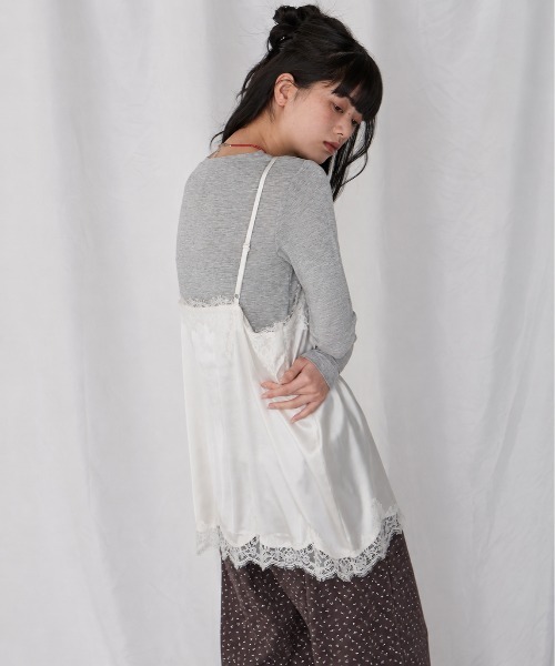 Unblend(アンブレンド)の「【Unblend】マットサテン レース キャミソールチュニック(キャミソール・レディース・オフホワイト/ブラック/ブラウン/レモンイエロー・FREE)」の7枚目の写真