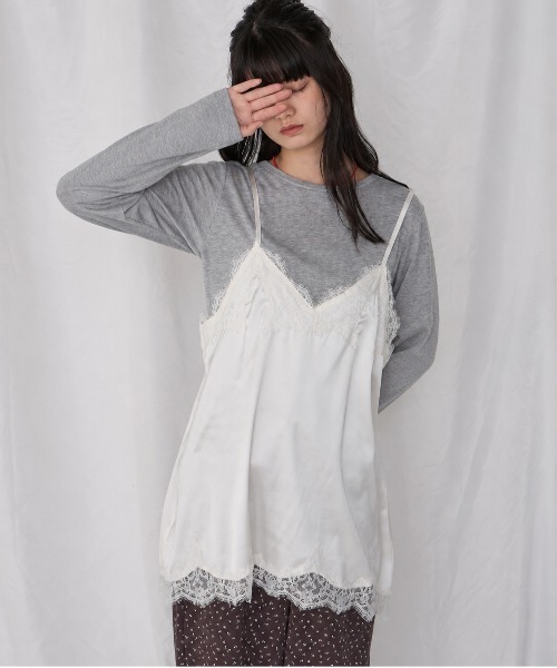 Unblend(アンブレンド)の「【Unblend】マットサテン レース キャミソールチュニック(キャミソール・レディース・オフホワイト/ブラック/ブラウン/レモンイエロー・FREE)」の14枚目の写真
