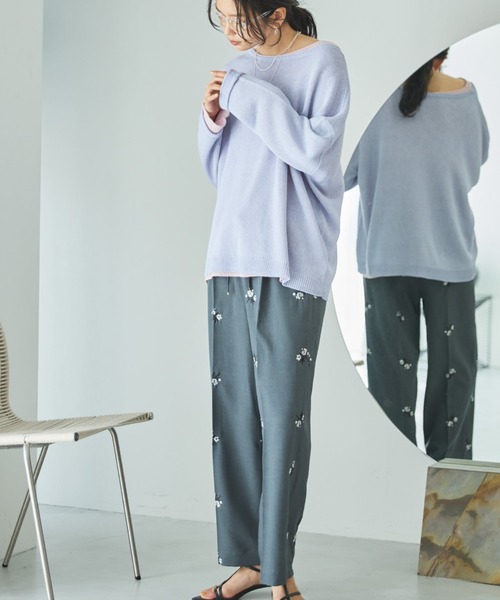 Doux archives（ドゥアルシーヴ）の「花柄刺繍センタープレスパンツ（その他パンツ・レディース・チャコールグレー/グレイッシュベージュ・FREE）」の10枚目の写真