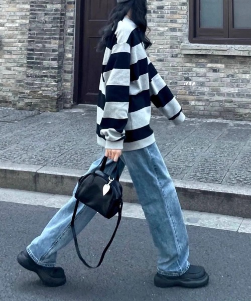 SallyLunn(サリーラン)の「モノトーンボーダートップス(Tシャツ/カットソー・レディース・スミクロ・MEDIUM/LARGE/X-LARGE)」の4枚目の写真