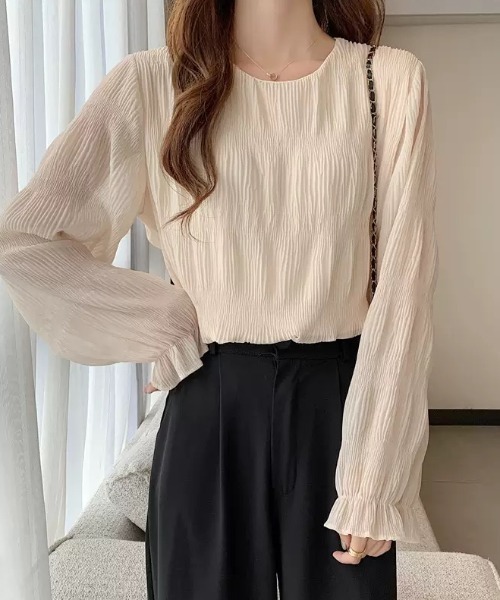 yuue' ( wear )（ユーイ）の「シアーシャーリングフリルブラウス（シャツ/ブラウス・レディース・ホワイト/ブラック/アイボリー・FREE）」の6枚目の写真