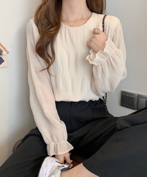 yuue' ( wear )（ユーイ）の「シアーシャーリングフリルブラウス（シャツ/ブラウス・レディース・ホワイト/ブラック/アイボリー・FREE）」の10枚目の写真