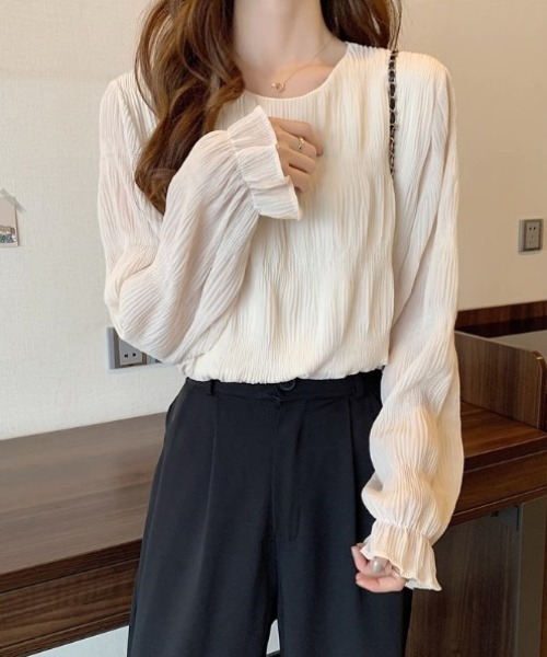 yuue' ( wear )（ユーイ）の「シアーシャーリングフリルブラウス（シャツ/ブラウス・レディース・ホワイト/ブラック/アイボリー・FREE）」の7枚目の写真