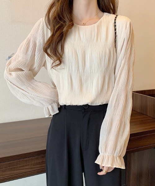 yuue' ( wear )（ユーイ）の「シアーシャーリングフリルブラウス（シャツ/ブラウス・レディース・ホワイト/ブラック/アイボリー・FREE）」の9枚目の写真